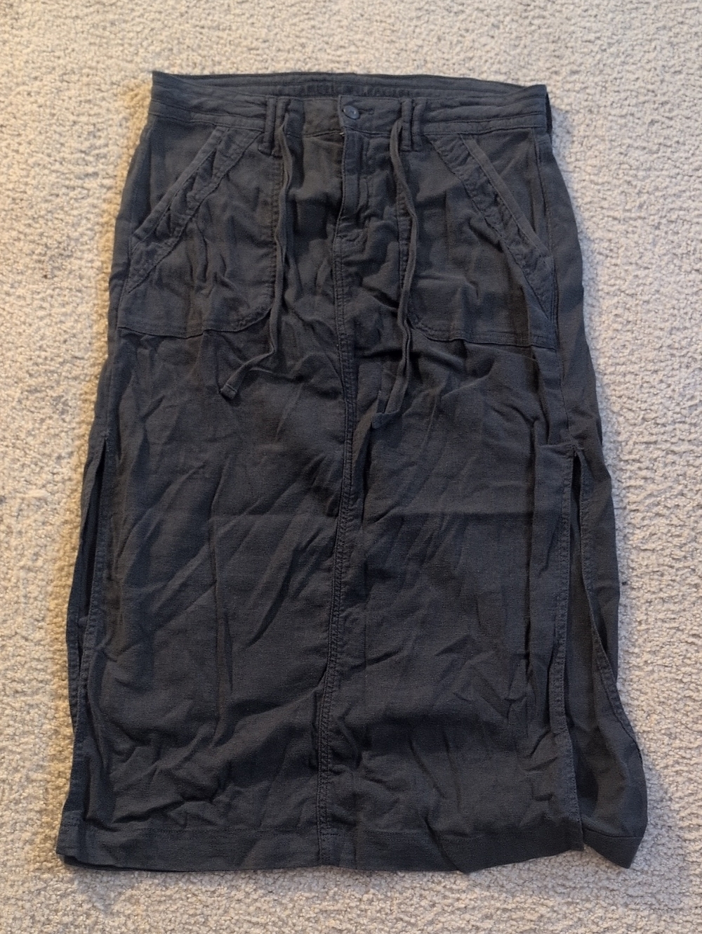 American Eagle Outfitters Black Drawstring Low Rise Maxi Skirt with Pockets